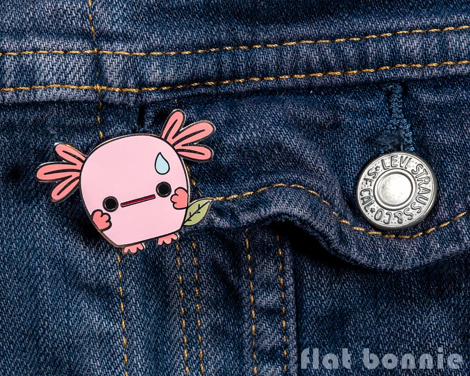 Momo the Anxious Axolotl enamel pin - Kawaii backpack pin