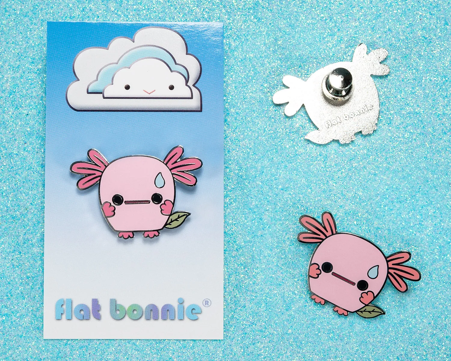 Momo the Anxious Axolotl enamel pin - Kawaii backpack pin