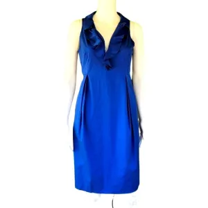 MOSCHINO Cheap and Chic Royal Blue Pima Cotton Dress IT 40 US 6 Ruffle Neckline
