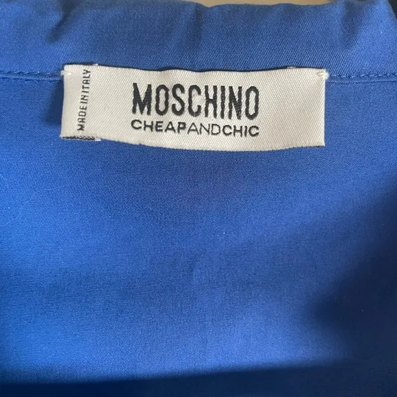 MOSCHINO Cheap and Chic Royal Blue Pima Cotton Dress IT 40 US 6 Ruffle Neckline