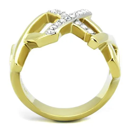 MT0651 - Gold IP Designer Replica Bold Band April Birthstone Newest