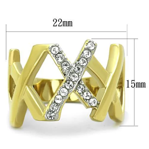 MT0651 - Gold IP Designer Replica Bold Band April Birthstone Newest