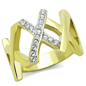 MT0651 - Gold IP Designer Replica Bold Band April Birthstone Newest