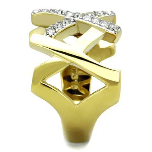 MT0651 - Gold IP Designer Replica Bold Band April Birthstone Newest
