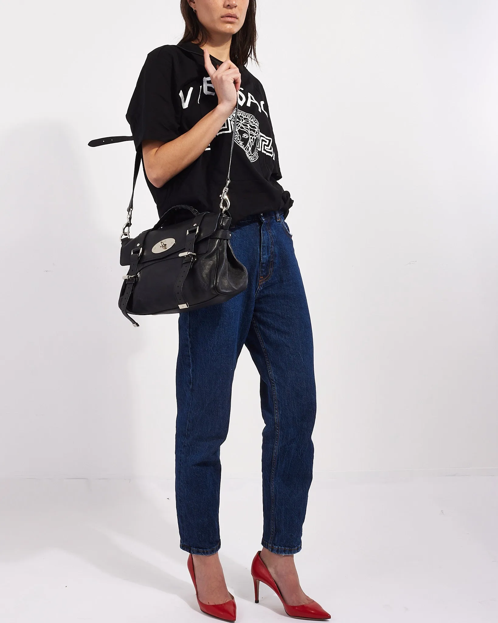 Mulberry Black Leather Alexa Satchel Bag