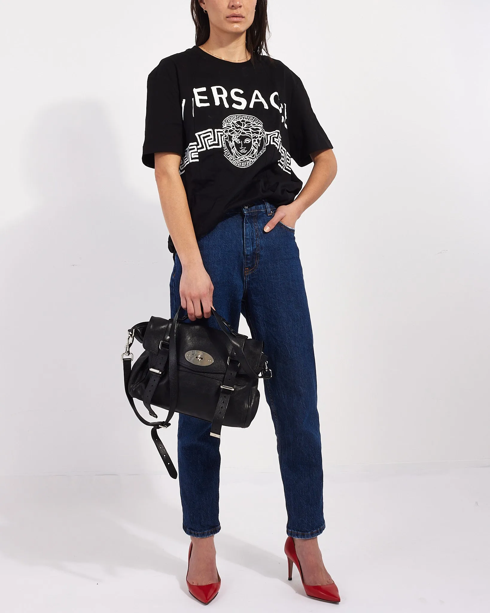 Mulberry Black Leather Alexa Satchel Bag