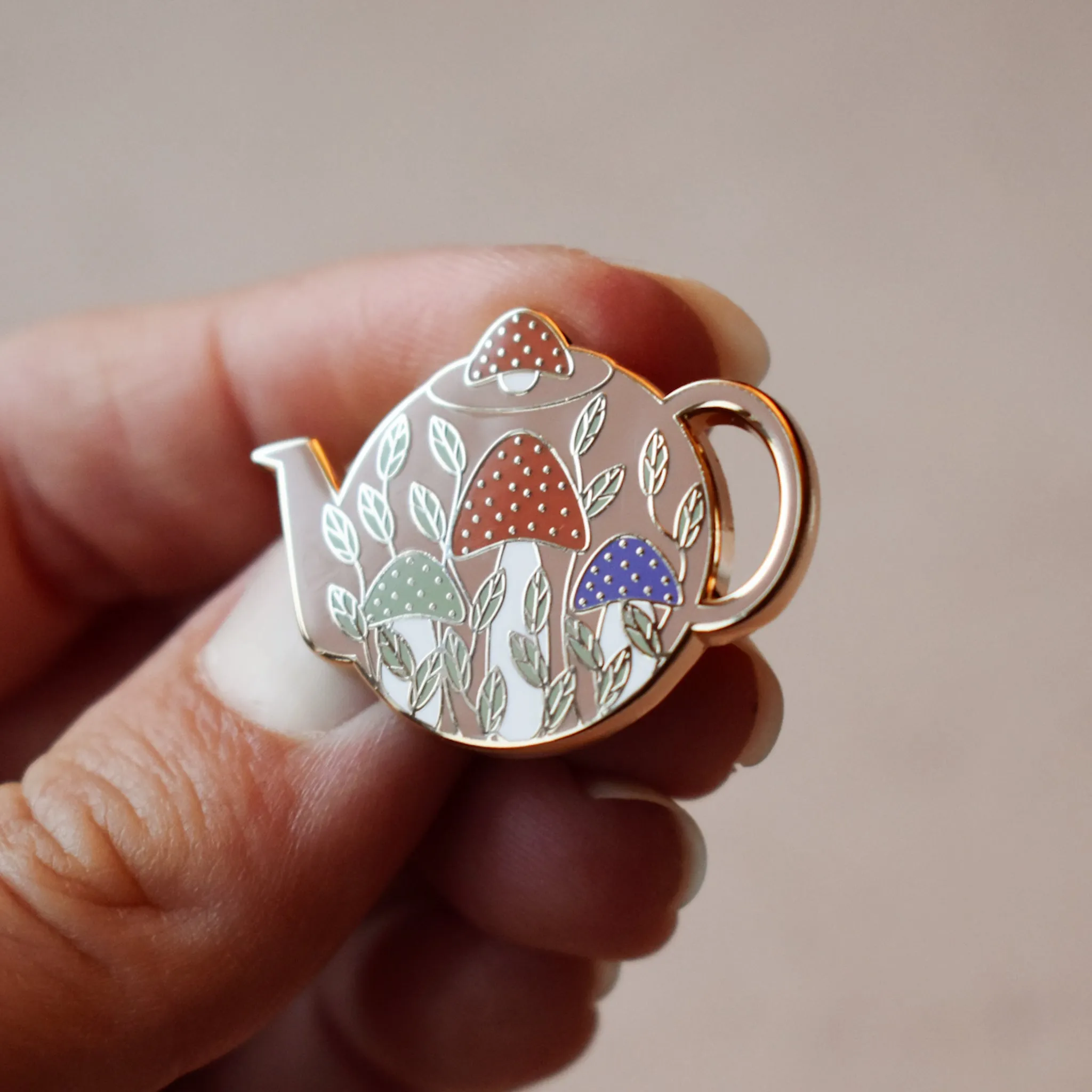 Mushroom Teapot Enamel Pin