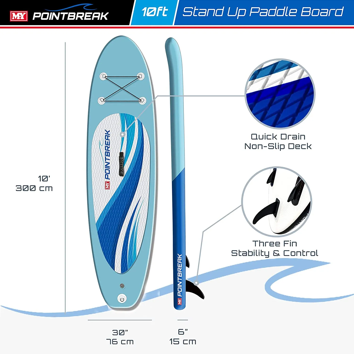 M.Y Pointbreak Paddle Boards 10ft Inflatable Stand Up Paddle Board Paddleboard