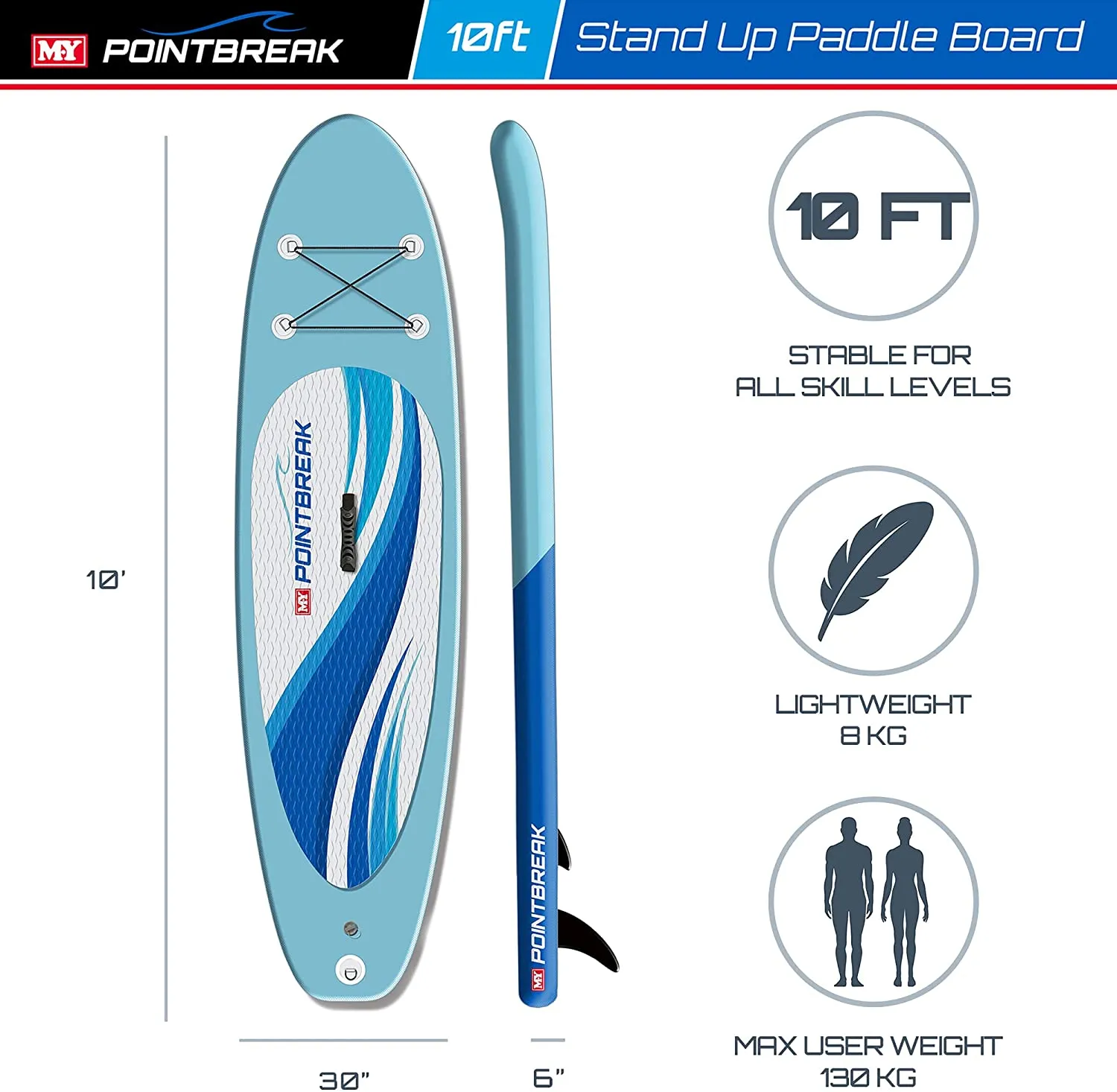 M.Y Pointbreak Paddle Boards 10ft Inflatable Stand Up Paddle Board Paddleboard