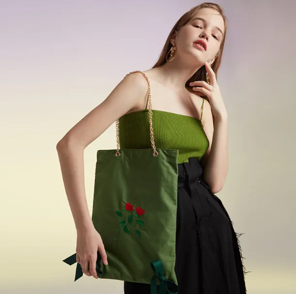 New bow rose large capacity shoulder bag casual handbag