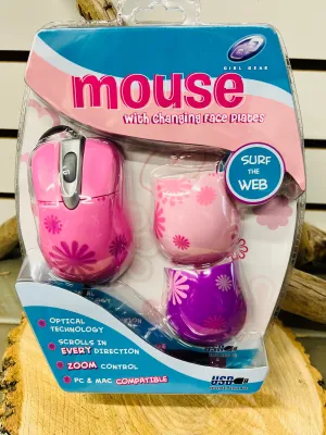 NEW FASHION PINK MOUSE WITH CHANGING FACE PLATES BY GIRL GEAR!