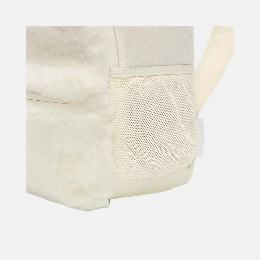 Nike Older Kids' Faux Fur Backpack 11L -Coconut Milk/Coconut Milk/Safety Orange