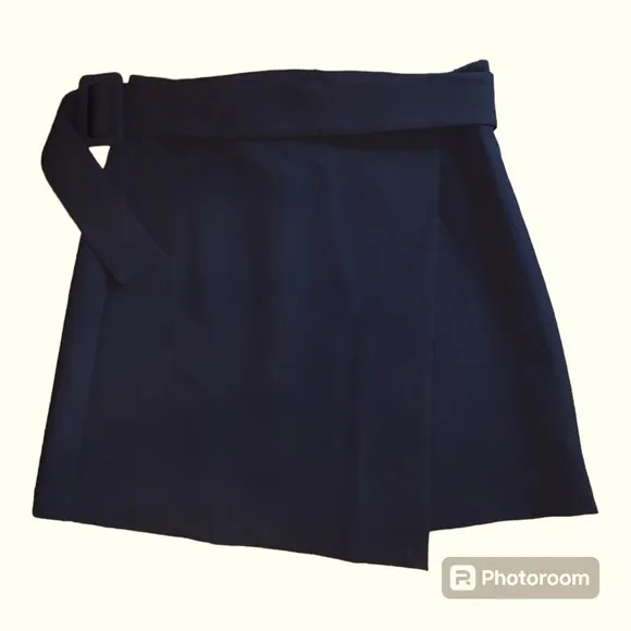 NWT Jason Wu Womens A Line Wrap Black Belted  Mini Skirt Size Small Designer