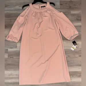 NWT Nine West Size 14 Elegant Cold Shoulder Pink Dress with Rhinestone Sleeves