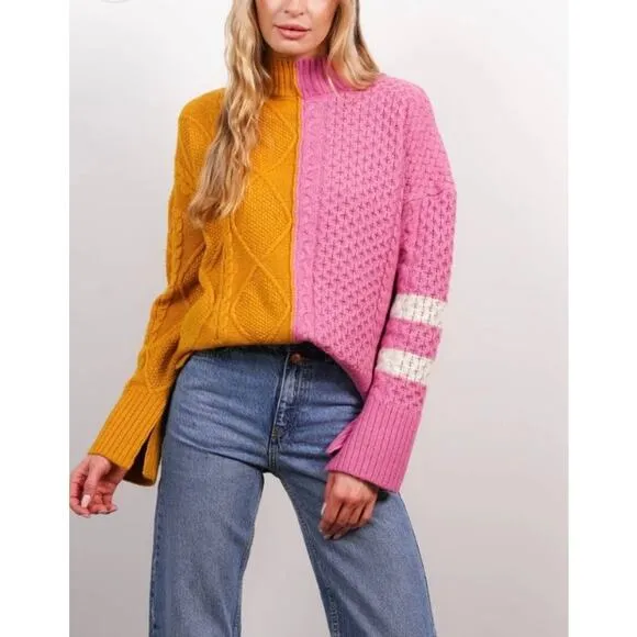 NWT Savannah Two Faced Turtleneck Pink Small