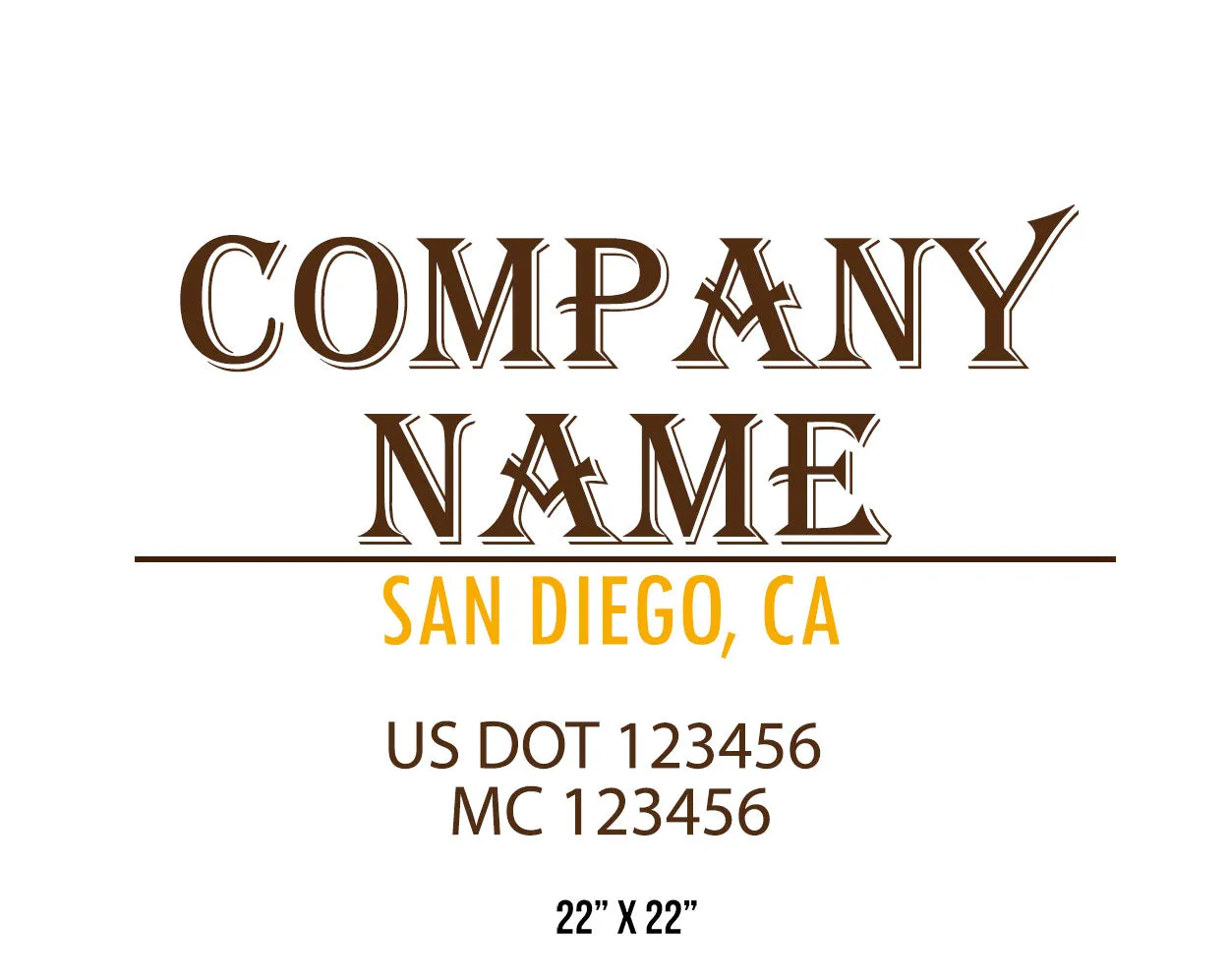 Old School Style Company Name Truck Decal USDOT, 2 Pack