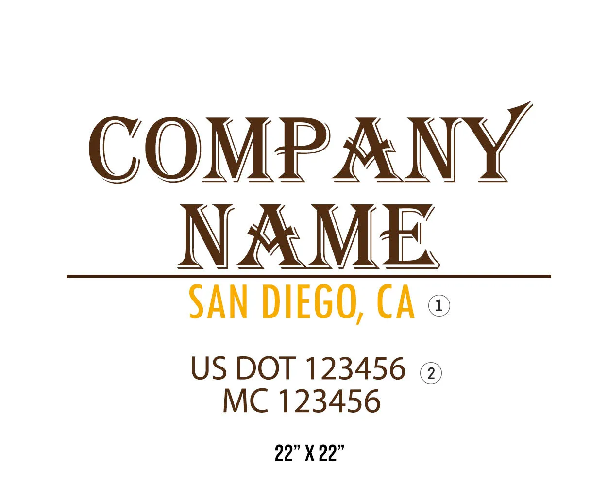 Old School Style Company Name Truck Decal USDOT, 2 Pack