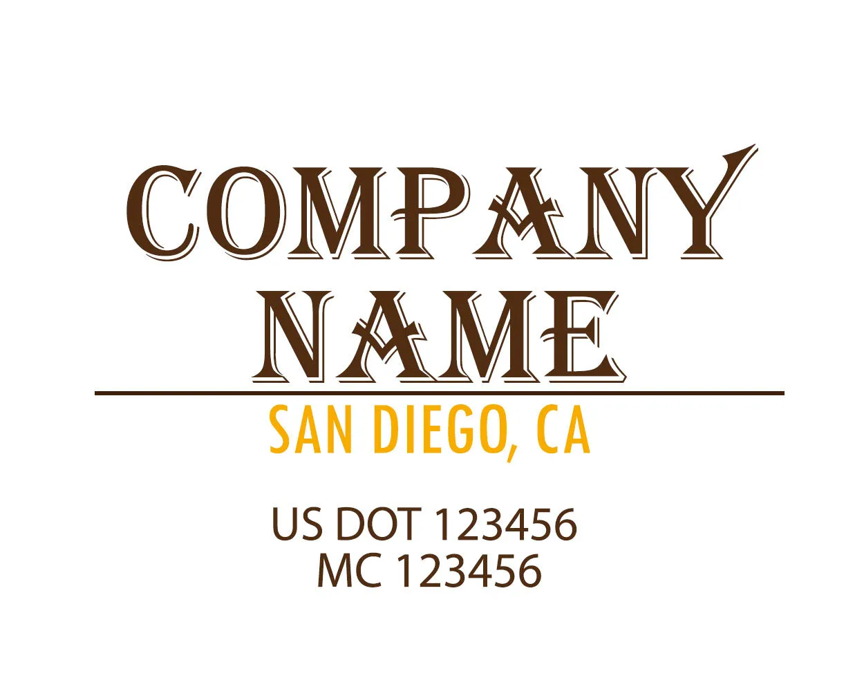 Old School Style Company Name Truck Decal USDOT, 2 Pack