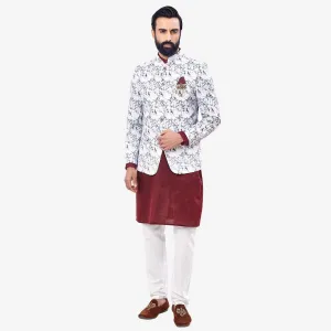Opulence Wine Kurta with Designer Waistcoat