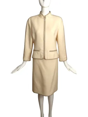 OSCAR DE LA RENTA- 1990s Wool Box Cut Skirt Suit, Size 10