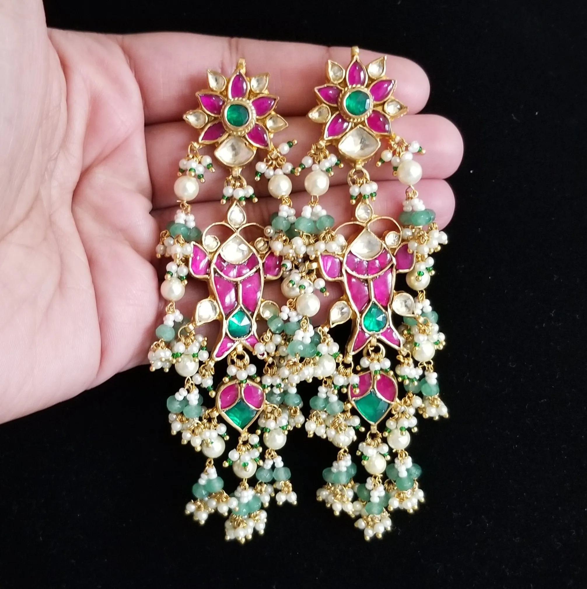 Pachi Kundan Long Earrings With Gold Plating