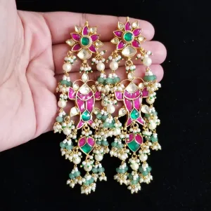 Pachi Kundan Long Earrings With Gold Plating