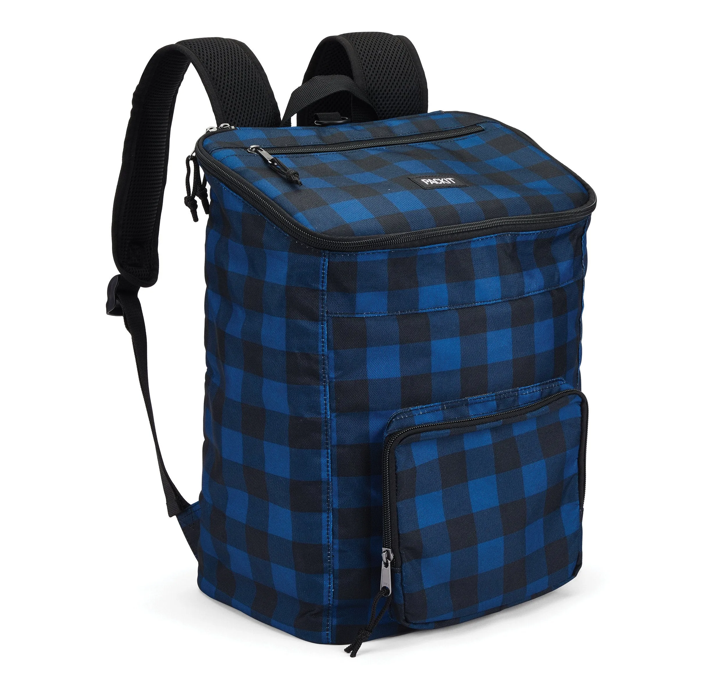 PackIt Freezable Deluxe Large Lunch Bag with Shoulder Strap, Navy Buffalo
