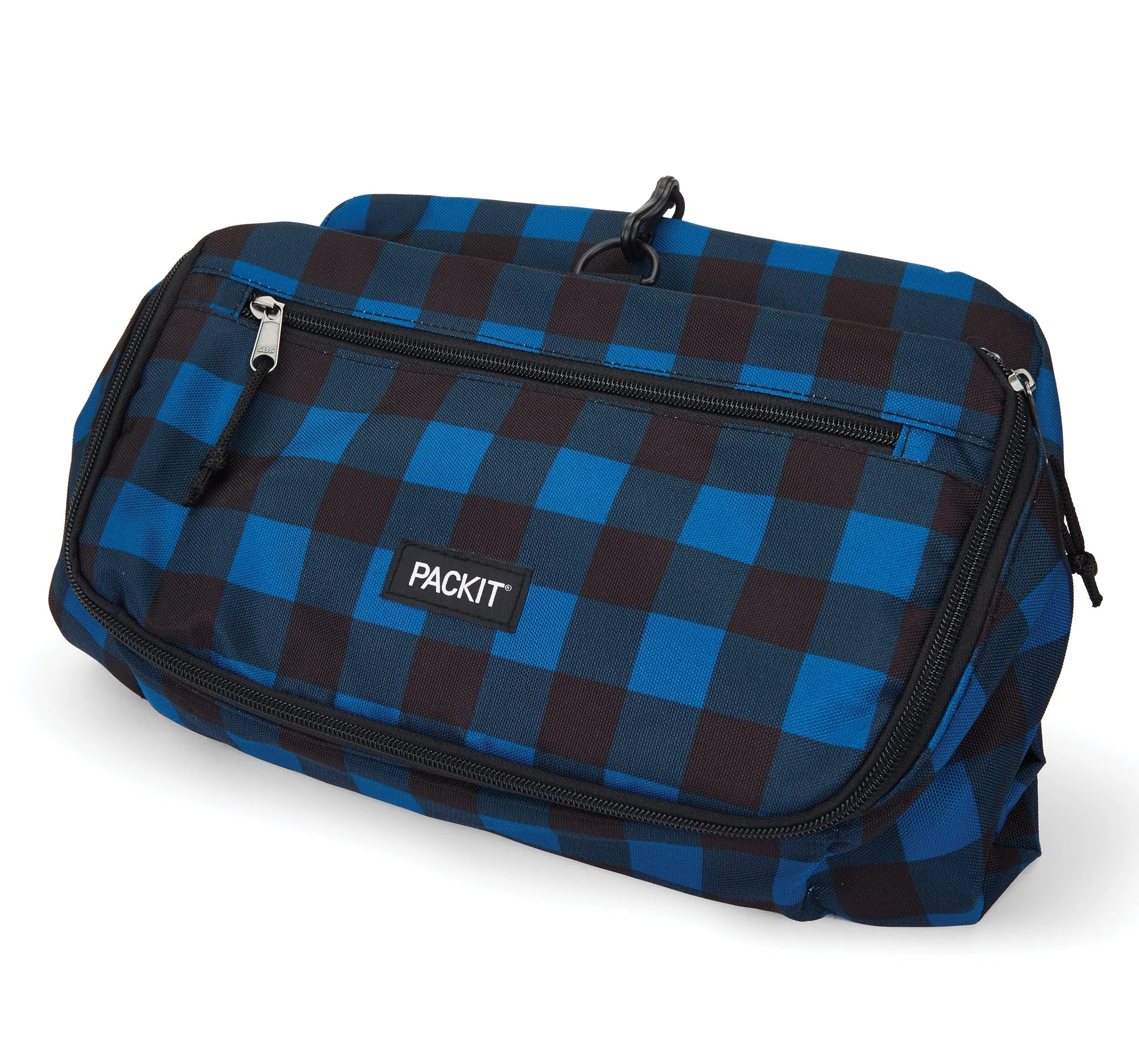 PackIt Freezable Deluxe Large Lunch Bag with Shoulder Strap, Navy Buffalo