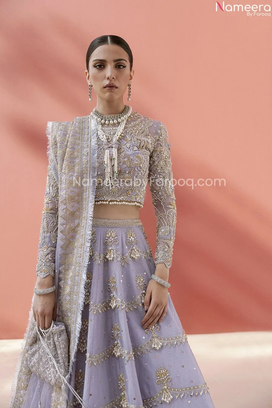 Pakistani Designer Purple Lehenga Bridal Dress #BN989
