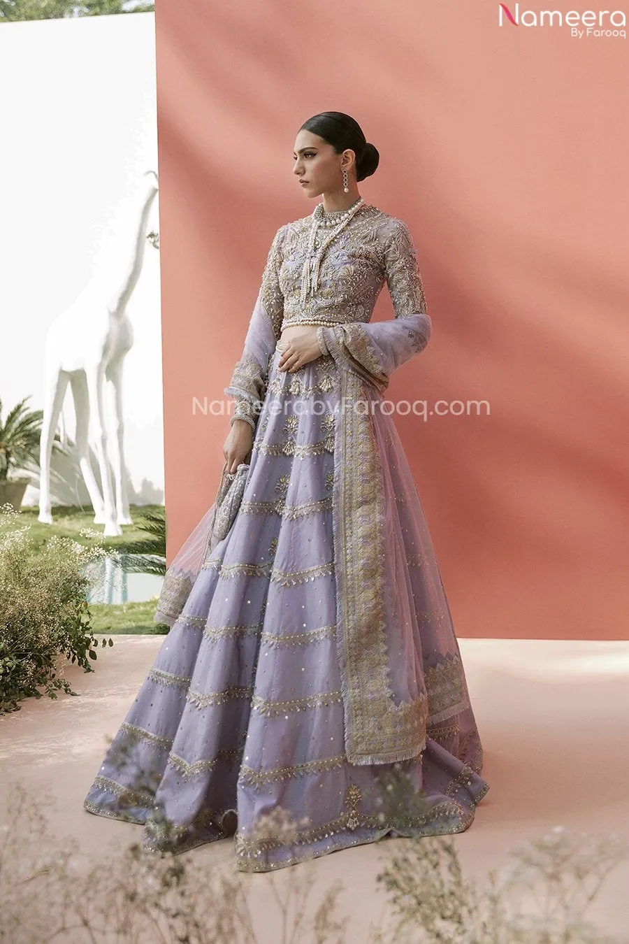 Pakistani Designer Purple Lehenga Bridal Dress #BN989