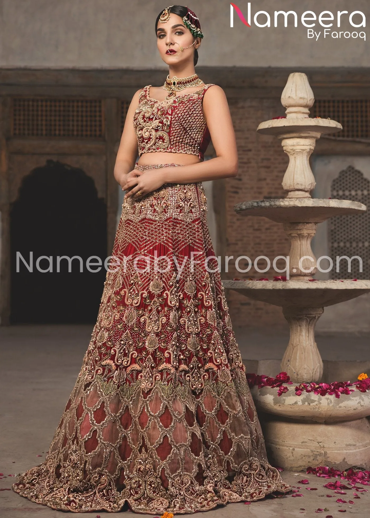 Pakistani Wedding Designer Bridal Red Lehenga #BN207