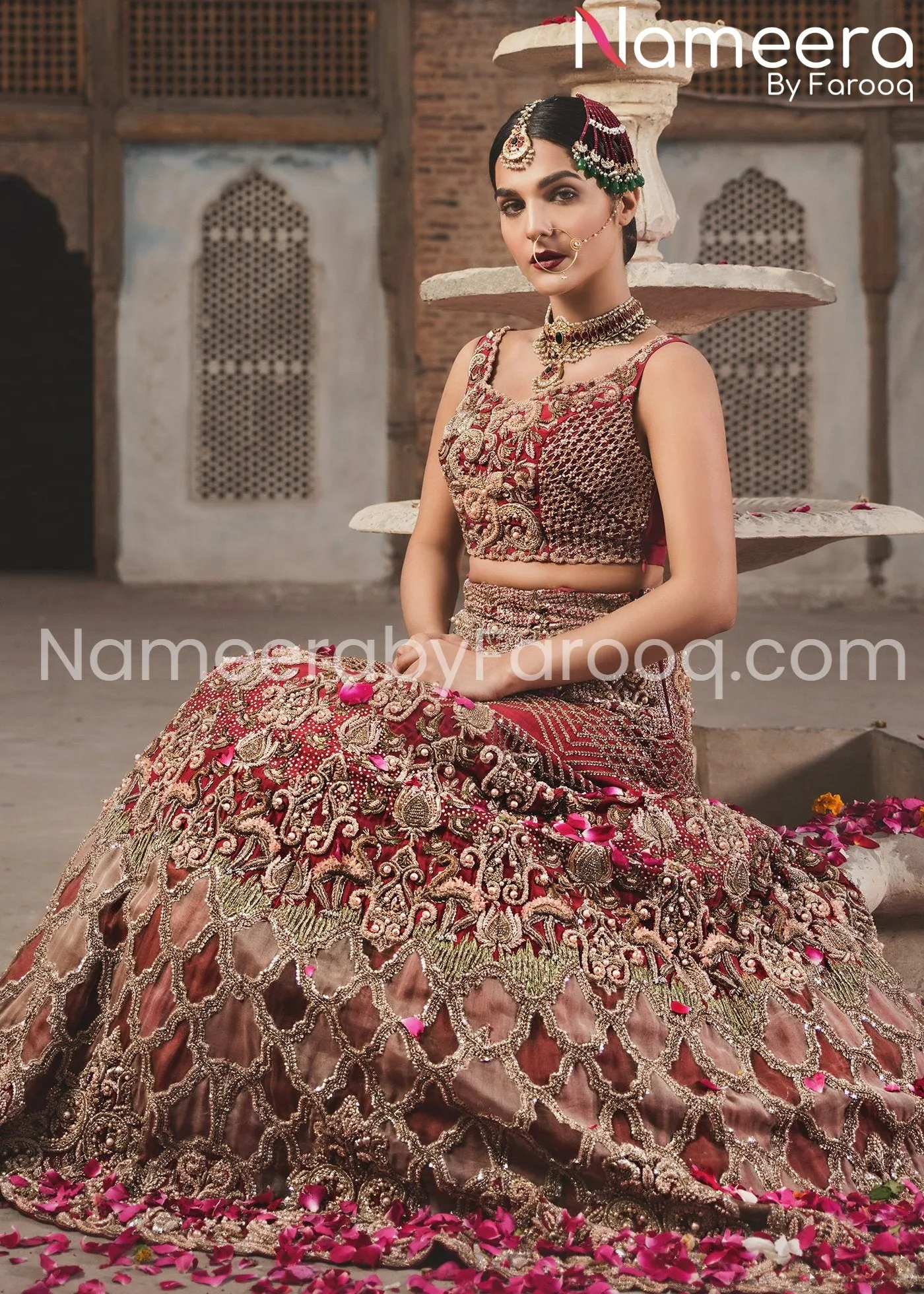 Pakistani Wedding Designer Bridal Red Lehenga #BN207