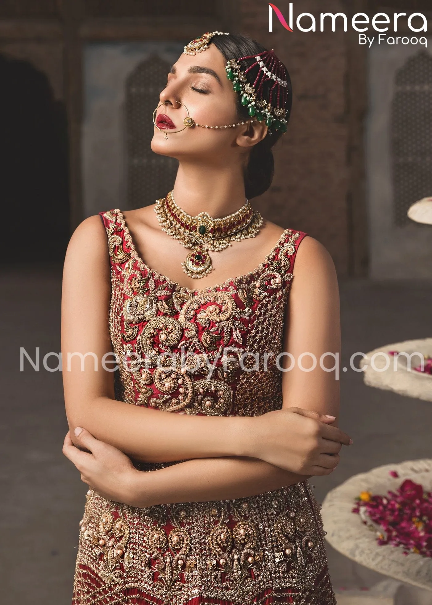 Pakistani Wedding Designer Bridal Red Lehenga #BN207
