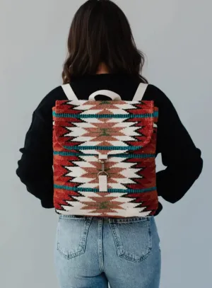 Panache Red & Multicolored Aztec Backpack