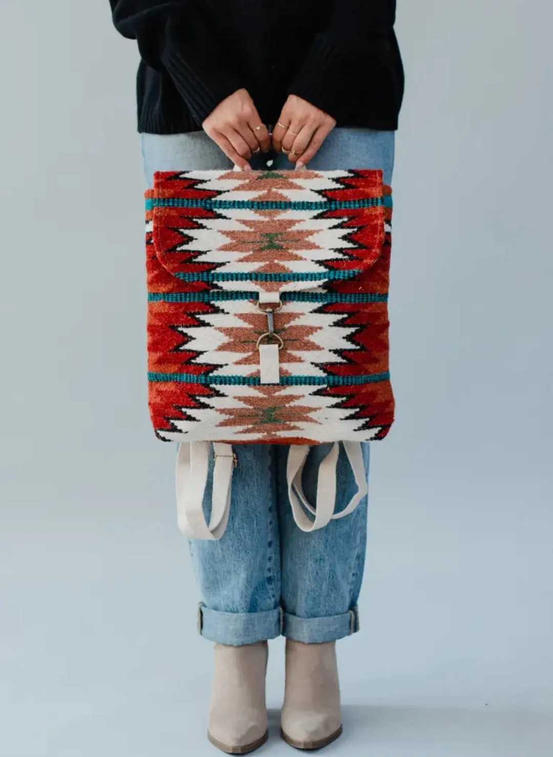 Panache Red & Multicolored Aztec Backpack