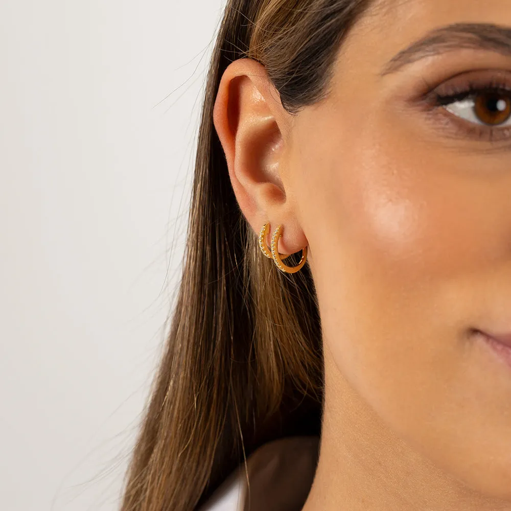 Pavé Double Hoop Earring Combo Set