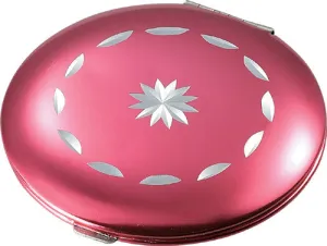 Pearl Metal Hot Pink Compact Mirror with Diamond Cut Design