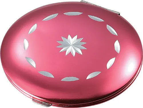 Pearl Metal Hot Pink Compact Mirror with Diamond Cut Design
