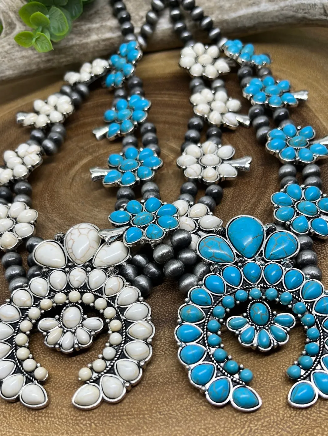 Pekin Double Strand Fluted Squash Blossom Necklace