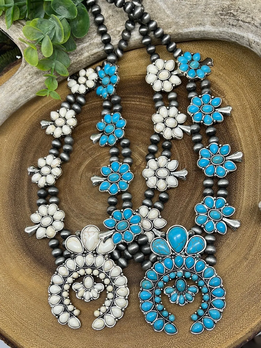 Pekin Double Strand Fluted Squash Blossom Necklace