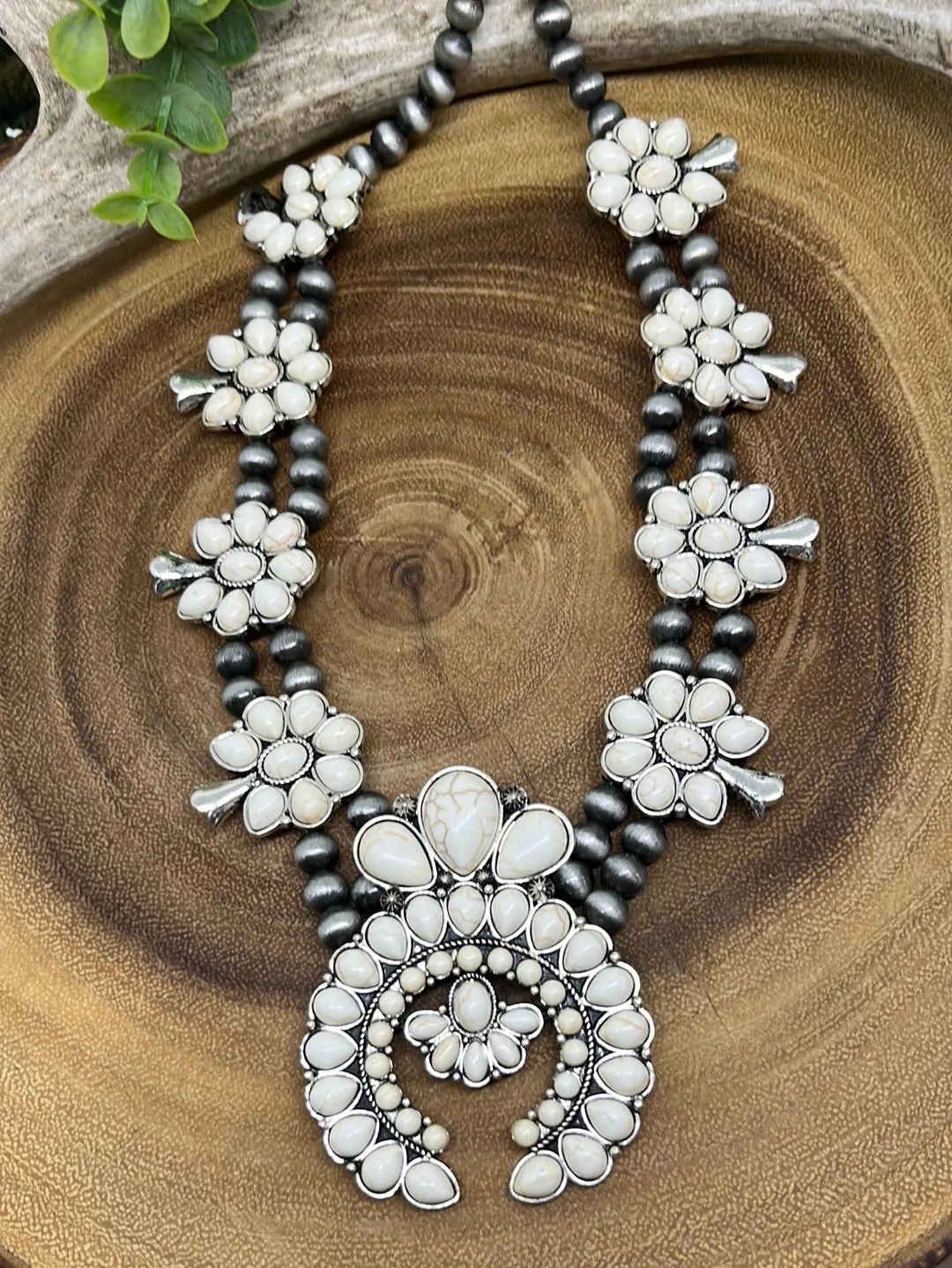 Pekin Double Strand Fluted Squash Blossom Necklace