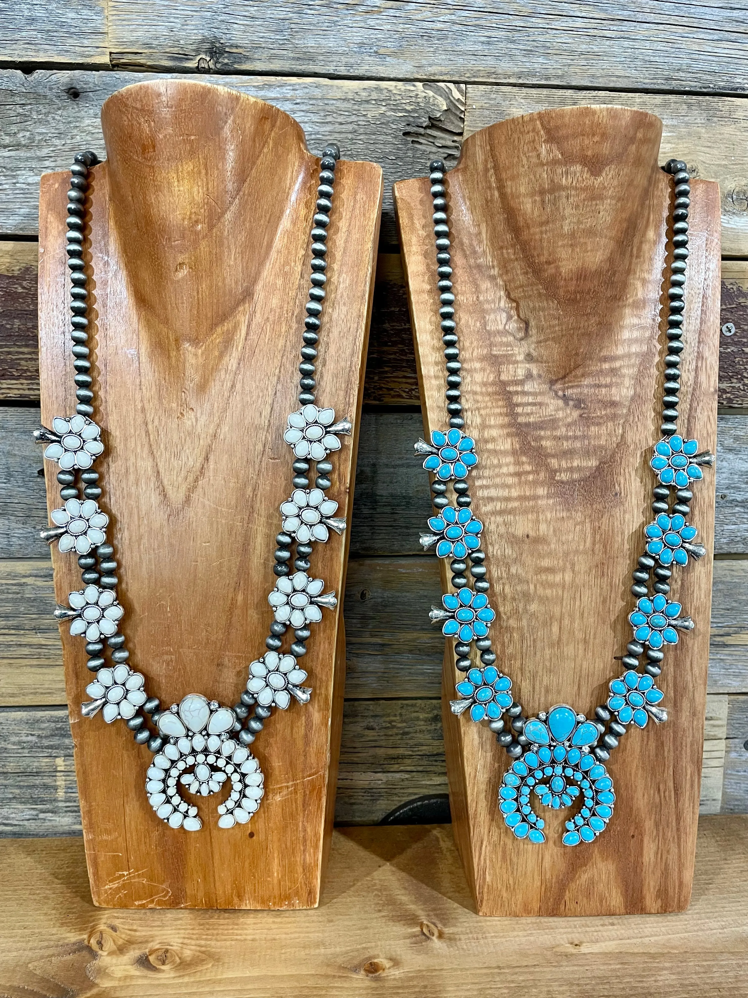 Pekin Double Strand Fluted Squash Blossom Necklace
