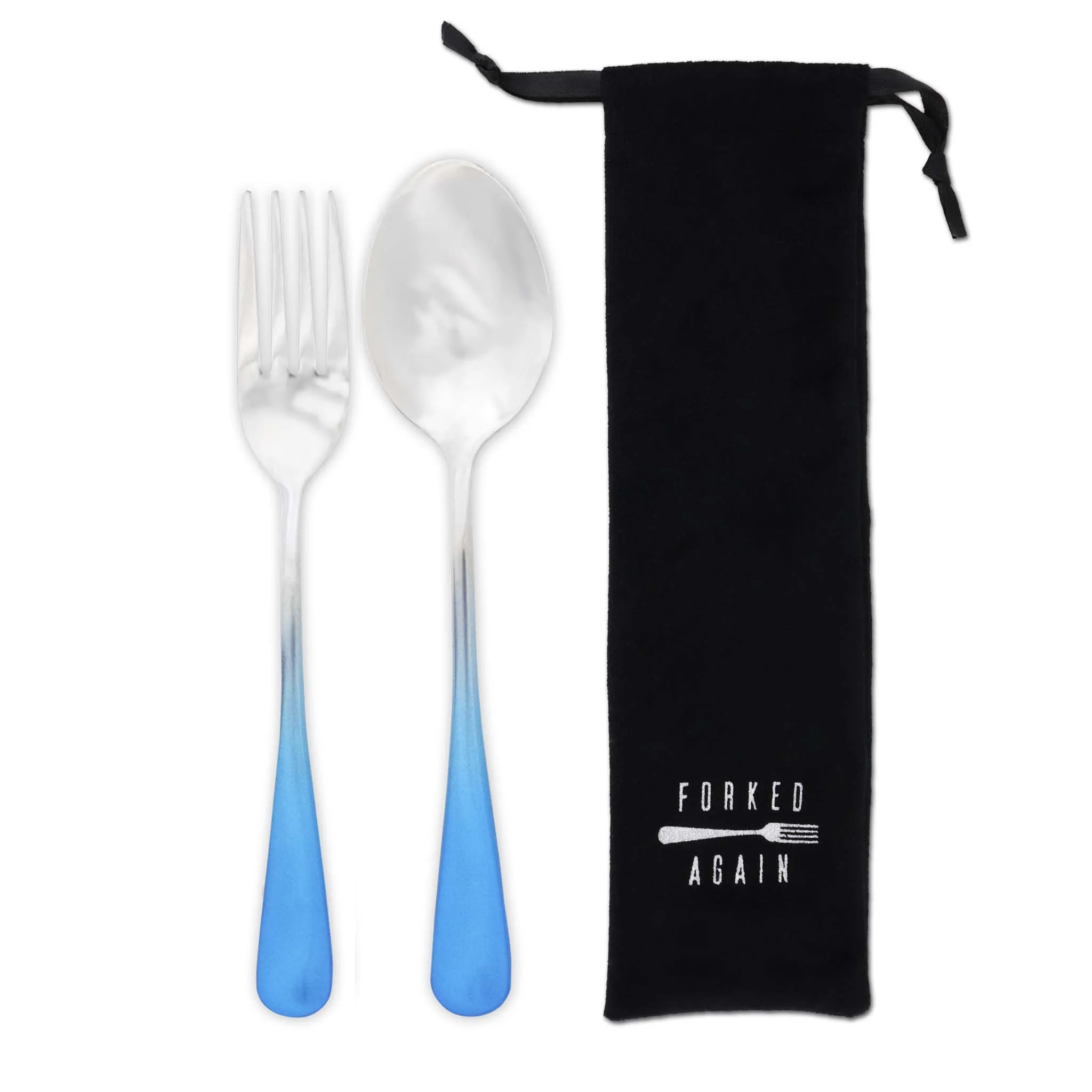 Perfect Pair Fork & Spoon Set (Glossy Blue Ombré)