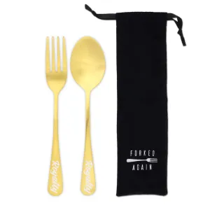 Perfect Pair Fork & Spoon Set (Satin Gold)