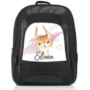 Personalised Rucksack with Red squirrel Heart Wreaths and Cute Text