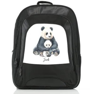 Personalised Rucksack with Welcoming Text and Relaxing Mum and Baby Pandas
