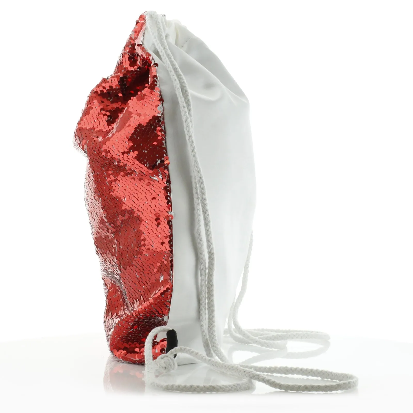 Personalised Sequin Drawstring Backpack with Stylish Text and Material Hearts Love Message Print