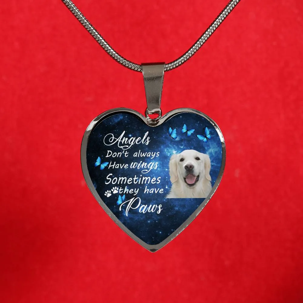 Pet Memorial Necklace, Dog Remembrance Necklace,  Golden Retriever