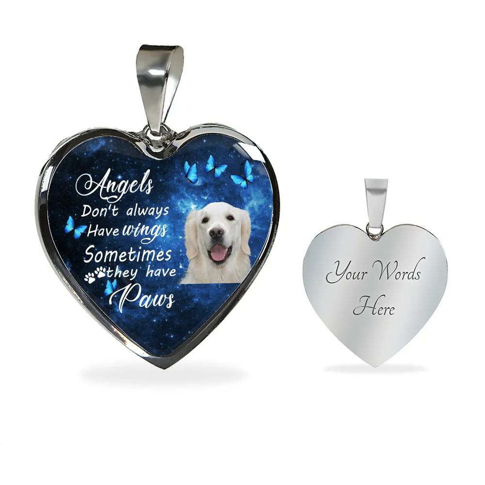 Pet Memorial Necklace, Dog Remembrance Necklace,  Golden Retriever