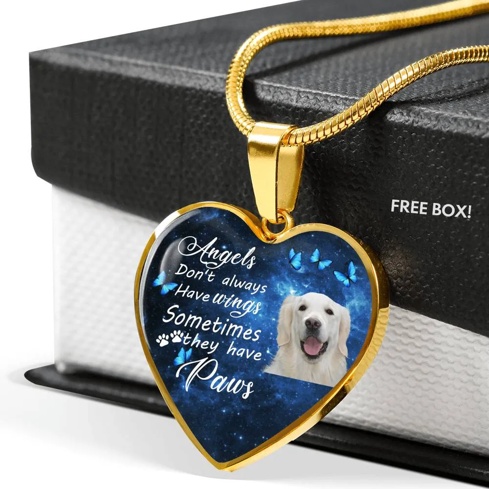 Pet Memorial Necklace, Dog Remembrance Necklace,  Golden Retriever